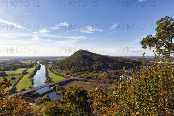 View from Porta Kanzel viewing platform to Wittekindsberg, Weser, Weser Valley, the North German