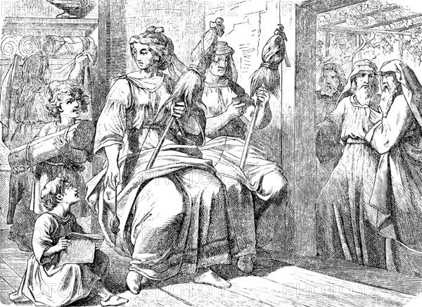 The virtuous housewife, she handles wool and flax, and likes to work with her hands, The sayings of