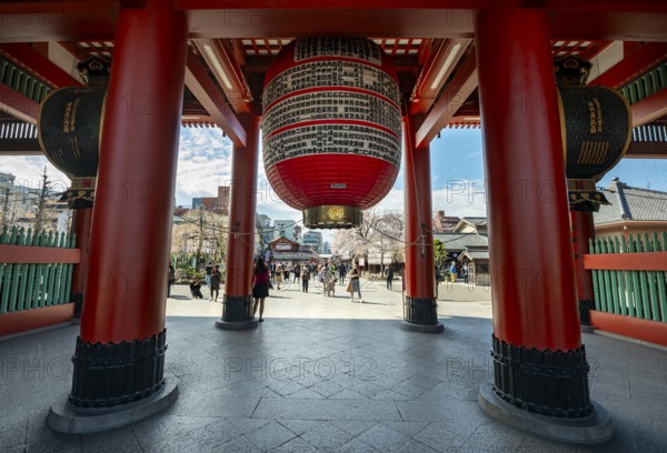 Huge red lantern in the Hozomon treasure chamber gate of Asakusa Shrine or Senso-ji Temple,