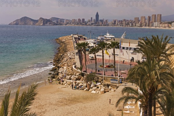 Seafront, skyscrapers, skyscrapers, Klein-Manhattan skyline, Playa Levante, Mediterranean Sea,