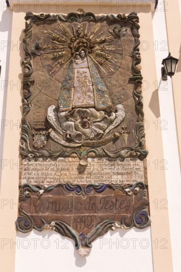 Wall relief, sculpture, decorative, stylish at the Catholic Church, Benidorm, Costa Blanca,