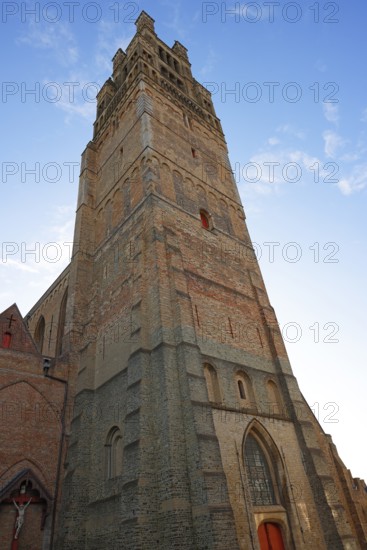 Historic St. Salvator Cathedral, Sint-Salvatorskathedraal, in the old town of Bruges, powerful