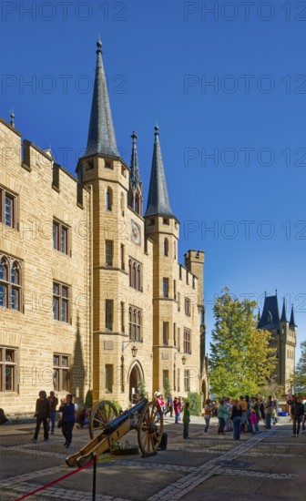 Courtyard, Hohenzollern Castle, ancestral home of the House of Hohenzollern, noble family, German