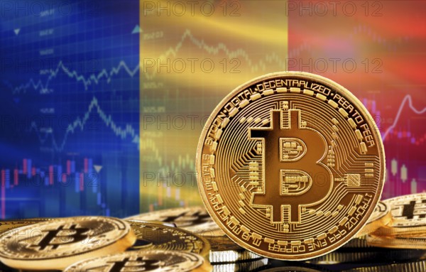Investors in cryptocurrency and Blockchain Technology in Romania, Concept. Bitcoin with Romania