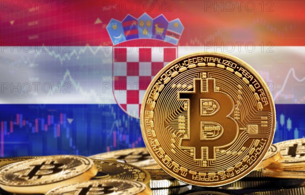 Investors in cryptocurrency and Blockchain Technology in Croatia, Concept. Bitcoin with Croatia