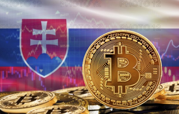 Investors in cryptocurrency and Blockchain Technology in Slovakia, Concept. Bitcoin with Slovakia