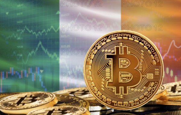 Investors in cryptocurrency and Blockchain Technology in Ireland, Concept. Bitcoin with Ireland