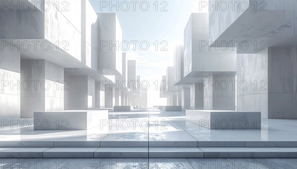 3d illustration of abstract modern architecture background, Minimal geometry architectural design,