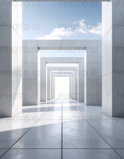 3d illustration of abstract modern architecture background, Minimal geometry architectural design,