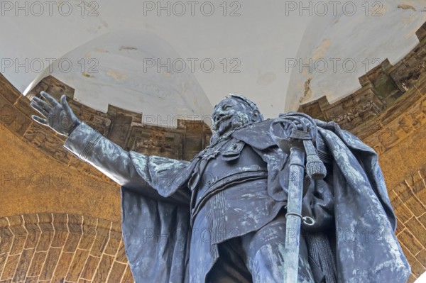 Statue, Kaiser Wilhelm Memorial, Porta Westfalica, North Rhine-Westphalia, Germany