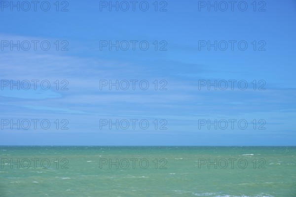Wide sea under clear blue sky, Tuhawaiki Point Lighthouse or Jack's Point Lighthouse, Scarborough,