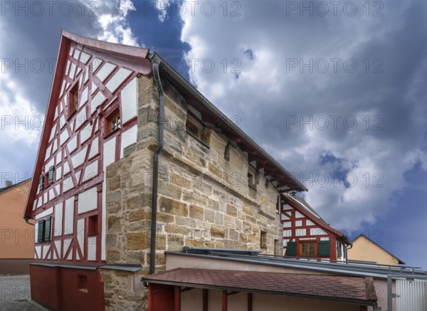 Historic half-timbered house with integrated city wall, built in 1553, reconstructions in 1660 and