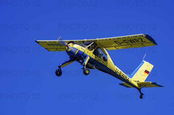 A PZL-104 Wilga-35A sport aircraft from Fliegerklub Kamenz with registration D-EWRZ during a flight