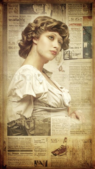 Grunge old public newspaper, texture background wallpaper illustration, vintage tattered yellow