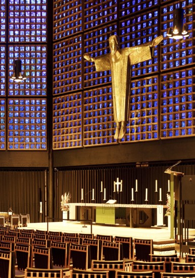 Kaiser Wilhelm Memorial Church, interior of the New Church with Resurrection Christ, Berlin,