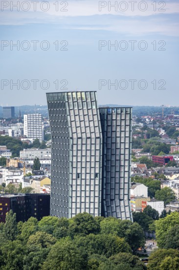 View over the city from the tower of St Michael's Church, Tanzende Türme skyscraper, St Pauli,