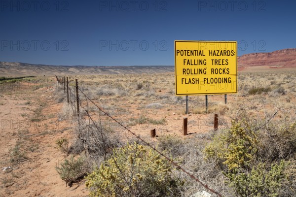 Jacob Lake, Arizona - A roadside sign warns of the hazards motorists may face as they approach the