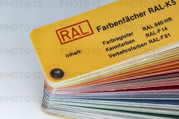 RAL colour fan. RAL colours are standardised colours from the RAL German Institute for Quality