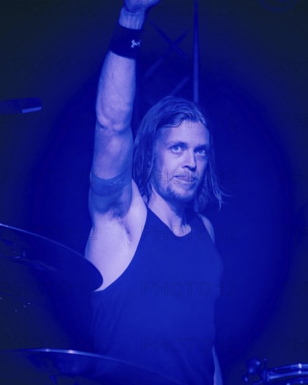 Drummer Rufus Tiger Taylor from The Darkness live on Dreams On Toast Tour at Berlin Metropol on