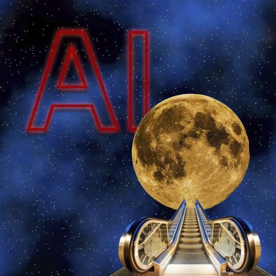 Symbolic image, escalator to the moon, universal promise of AI and AI. All-rounder for the internet