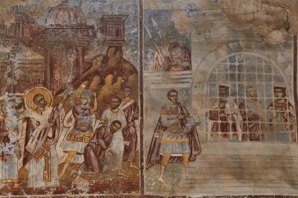 Post-Byzantine church of Agios Nikolaos from the 17th century AD, frescoes depicting ancient scenes