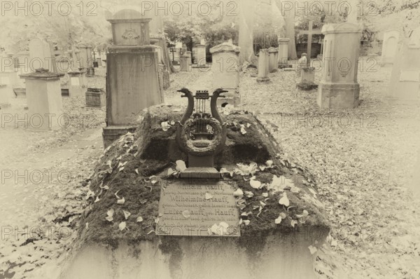 Gravestone, grave of poet and writer Wilhelm Hauff, graves, Hoppenlauf cemetery, oldest preserved