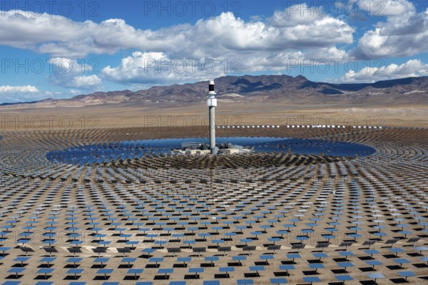 Tonopah, Nevada - The Crescent Dunes Solar Energy Project in the Nevada desert. Ten thousand