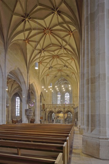 Late Gothic collegiate church of St George, rood screen, interior view, Tübingen, Neckar Valley,