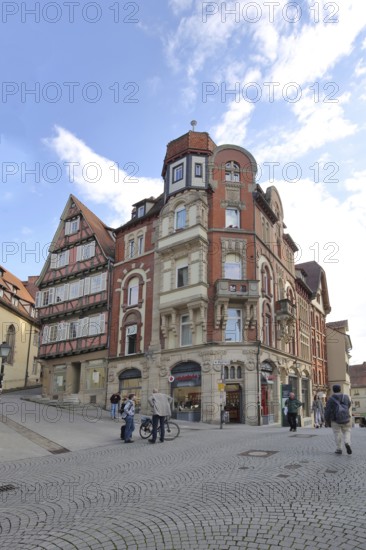 House Wurstpalast built 1900, pedestrian, Neckargasse, Tübingen, Neckartal, Baden-Württemberg,