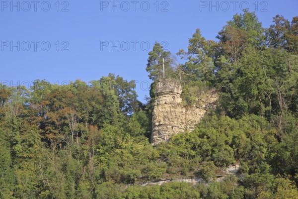 Rock Kapf with cross, rock formation, rock cliff, forest, mountain, landscape, nature photography,