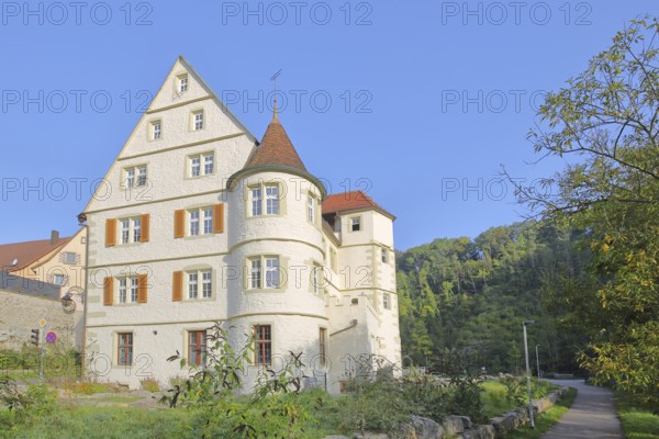 Historic castle built in 1669, villa with corner turrets, Haigerloch, Swabian Alb,