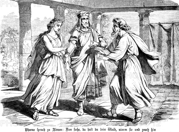 First book of Moses, chapter 12, Genesis, Abraham meets the Pharaoh in Egypt, palace, Old