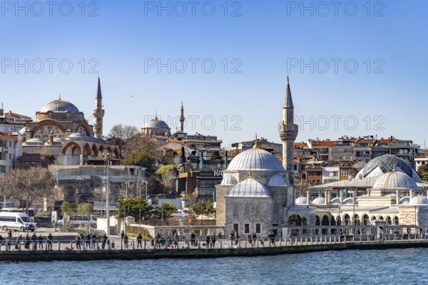 The Shemsi Ahmet Pasha Mosque and the Rumi Mehmet Pasha Mosque on the Bosphorus in Üsküdar,