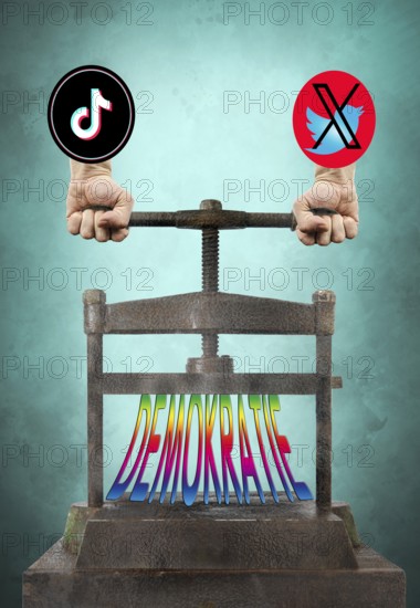 Symbolic image, asocial networks, X-Twitter, Elon Musk, TikTok, false reports, freedom,