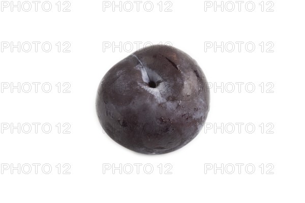 Purple Plum isolated on white background. Side view, copy space. healthy food, vegetable,