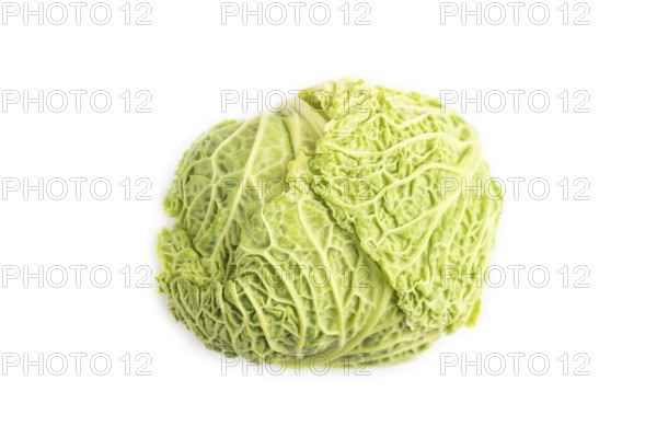 Green lettuce isolated on white background. Top view, copy space, flat lay. healthy food,