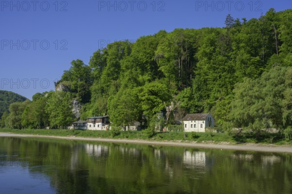 Einsiedelei Klösterl, Schifffahrt Donaudurchbruch, Kelheim, Bayern, Deutschland