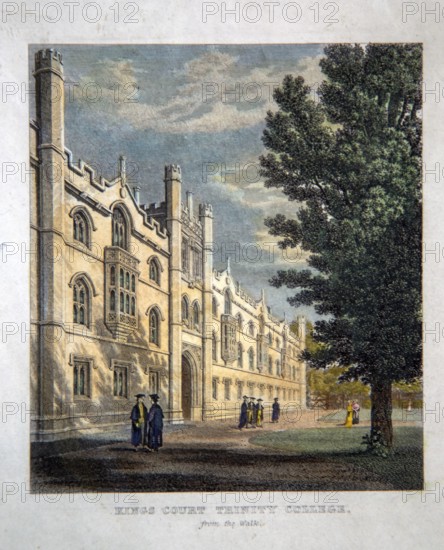 Kings Court, Trinity College, University of Cambridge, England, Uk nineteenth century coloured