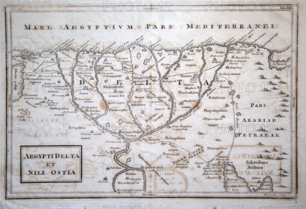 Map of River Nile delta and Mediterranean coast, Egypt 1794 engraved by William Henry Toms