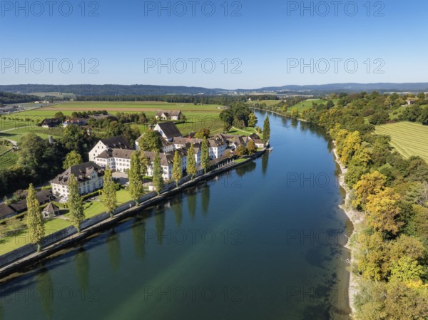 Aerial view of the former convent of the Dominican nuns St Katharinental am Rhein near