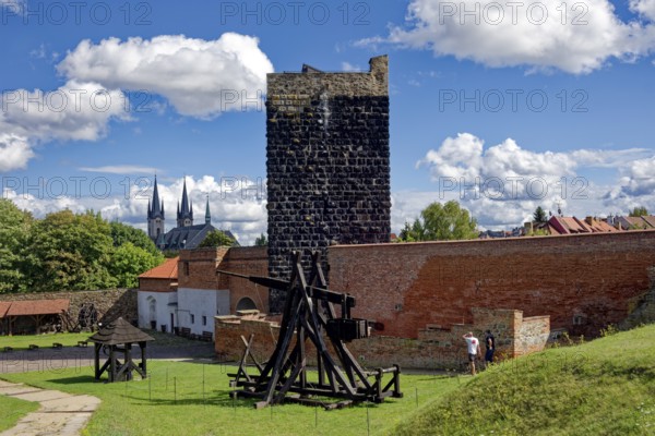 Keep, Black Tower and Imperial Palace of the Staufers in the Romanesque style, castle complex and