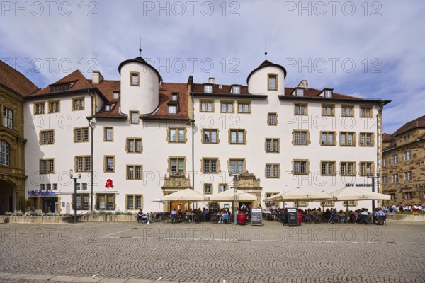 Historic building, Prinzenbau, Alte Kanzlei restaurant, outdoor area of a catering establishment