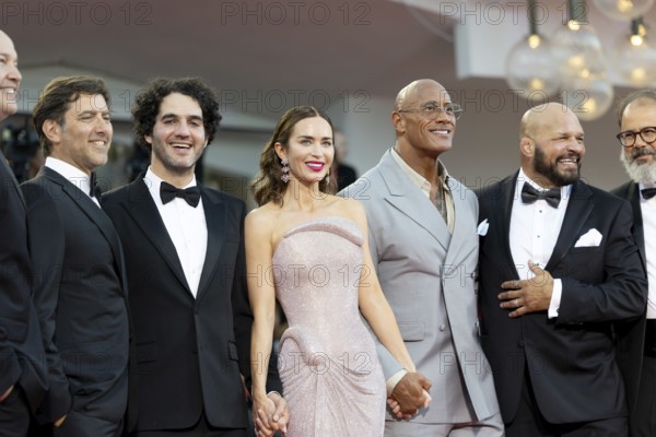 Venice, Italy - 1 September 2025: Emily Blunt, Benny Safdie, Andrea Romeo, David Koplan, Dwayne