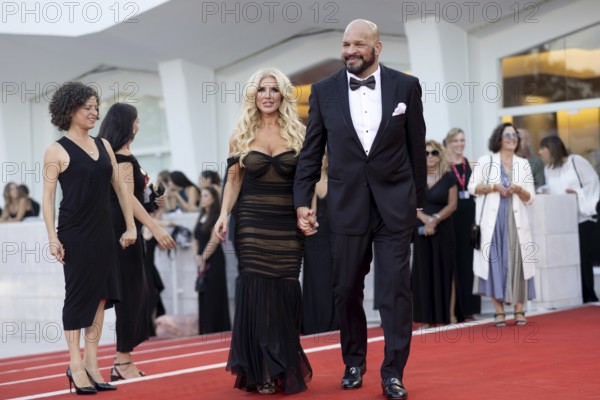 Venice, Italy - 1 September 2025: Franci Alberding Kerr and Mark Kerr during the Red Carpet of -