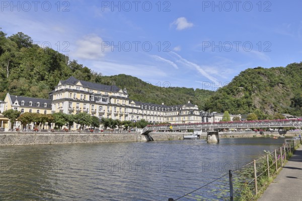 River Lahn, Häckers Grand Hotel in the former spa hotel, Römerstraße, Bad Ems,