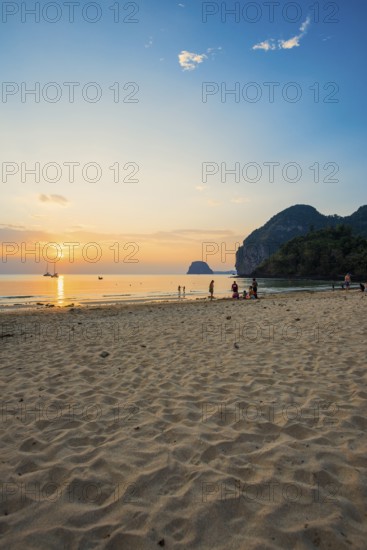 Sandy beach beach and sunset, Charlie Beach, Koh Mook, Trang Province, Southern Thailand, Andaman