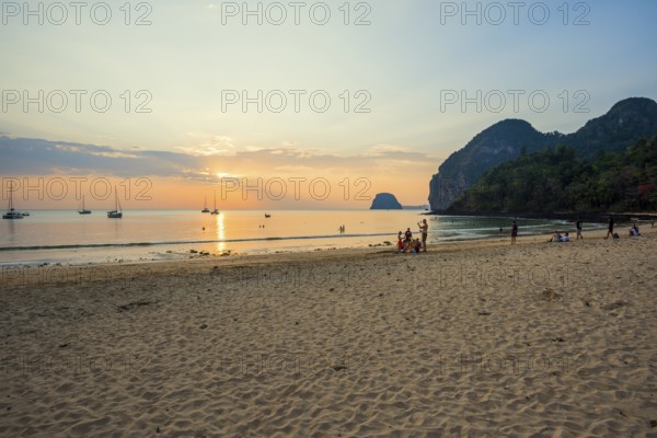 Sandy beach beach and sunset, Charlie Beach, Koh Mook, Trang Province, Southern Thailand, Andaman