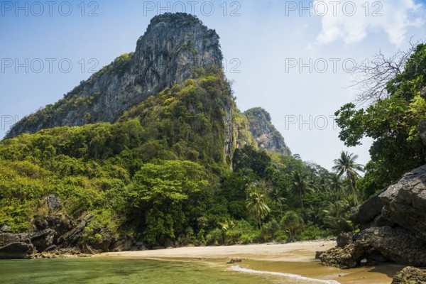 White sandy beach and coconut palms, Sabai Beach, Koh Mook, Trang Province, Southern Thailand,