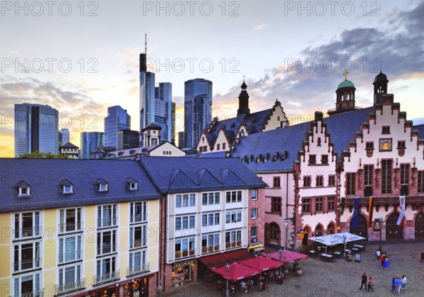 Römer, City Hall, Commerzbank and St Paul's Church in the background, Römerberg, Old Town,