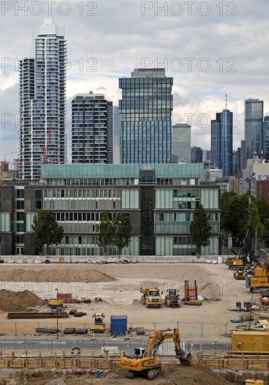 View from a roof at the Galluswarte on the construction site on the old FAZ area and the